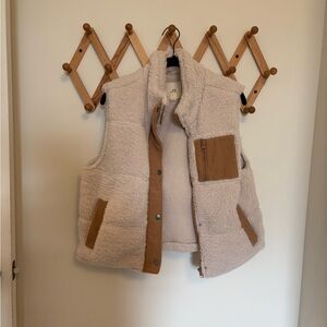 Cream and Tan Sherpa Vest